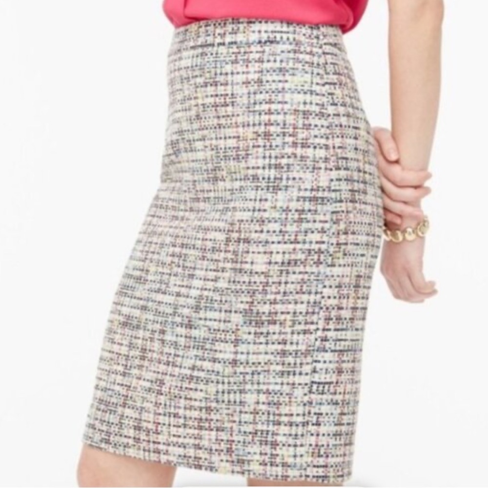 NWT j. Crew Collection pencil skirt in rainbow French tweed size 10